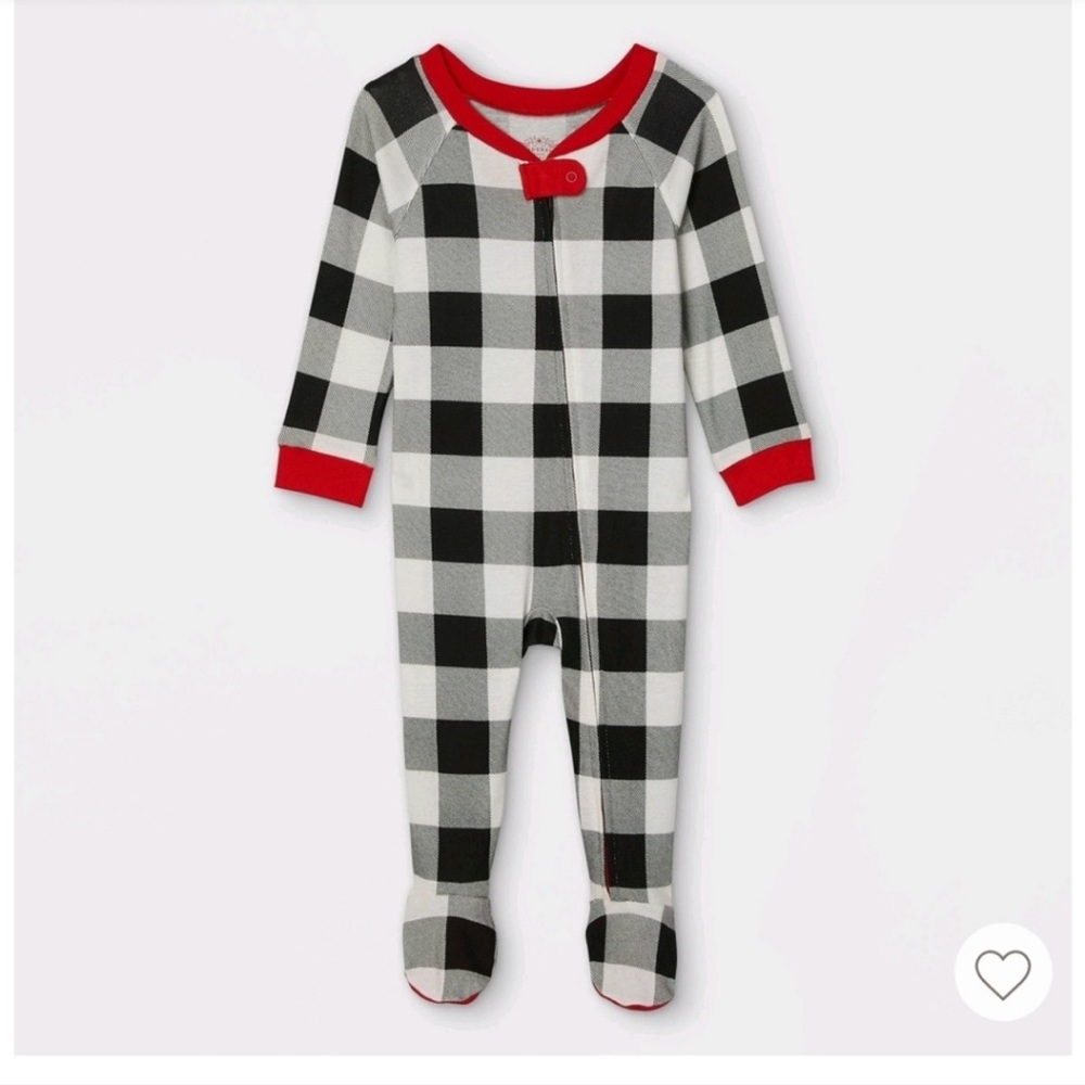 NEW! Wondershop Baby holiday buffalo check flannel matching family footed pajama - Picture 1 of 7